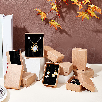   20Pcs 2 Styles Kraft Cotton Filled Cardboard Paper Jewelry Set Boxes CBOX-PH0002-21-1