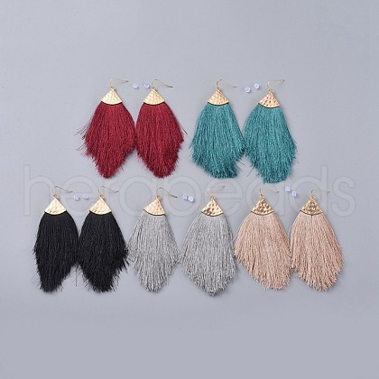 Polyester Tassel Dangle Earrings EJEW-JE03546-1