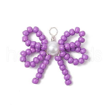 Handmade Glass Seed Beaded Pendants PALLOY-MZ00768-03-1