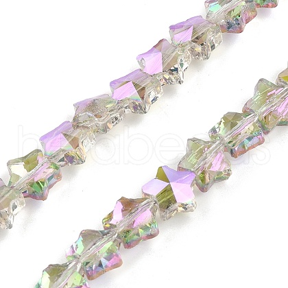 Electroplate Transparent Glass Beads Strands EGLA-U004-03A-HP05-1