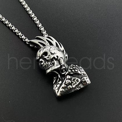 Punk Retro Stainless Steel Skull Stainless Steel Pendant Cool Men's Necklaces CF2140-1