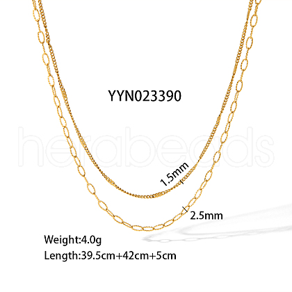 Stainless Steel Layered Lock Chain Necklace for Stylish and Elegant Look HS5650-1-1