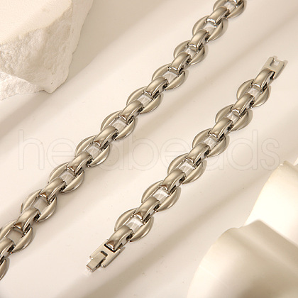 Stainless Steel Oval Link Chain Bracelets & Necklaces Sets for Unisex XX1878-1-1