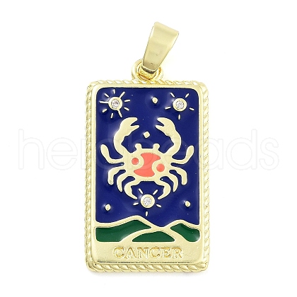 Rack Plating Brass Micro Pave Clear Cubic Zirconia Pendants KK-S371-02G-04-1