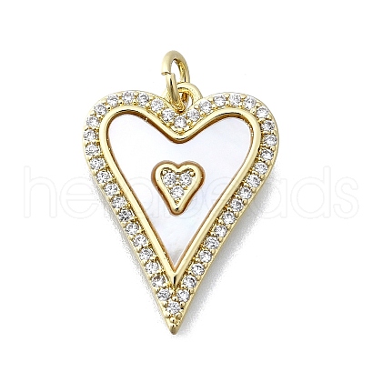 Brass Micro Pave Clear Cubic Zirconia Pendants KK-V010-03G-01-1