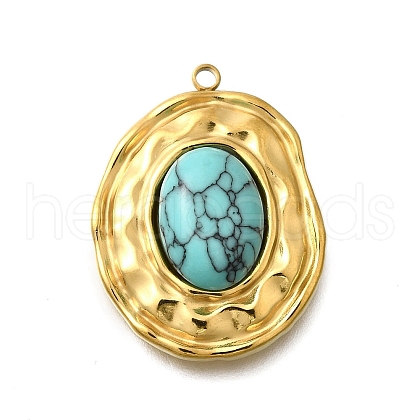 Oval 304 Stainless Steel Pendants STAS-H201-06G-1