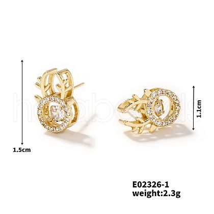 Shiny Copper Earrings with Zircon Stones JG9424-3-1