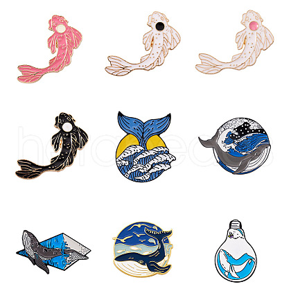 Kissitty 9pcs 9 style Alloy Enamel Brooches JEWB-KS0001-06-1