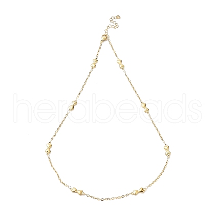 Ion Plating(IP) 304 Stainless Steel Bowknot Link Chain Necklace NJEW-K249-07G-1