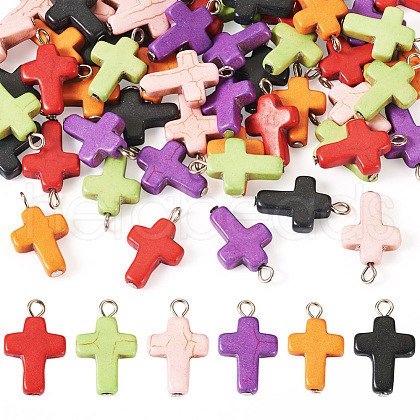 60Pcs 6 Colors Dyed Synthetic Turquoise Pendants HJEW-TAC0047-1