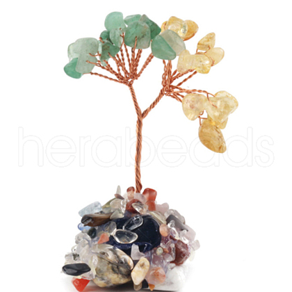 Natural Citrine & Green AventurineChips Tree Decorations PW-WG24494-03-1