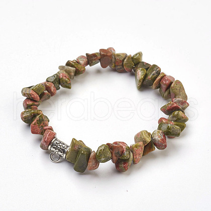 Natural Unakite Beads Stretch Bracelets BJEW-JB03860-05-1
