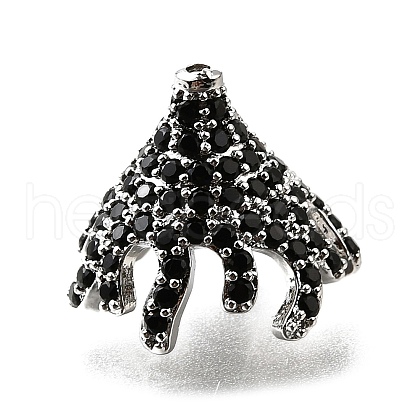 Brass Micro Pave Black Cubic Zirconia Beads KK-V011-26P-1