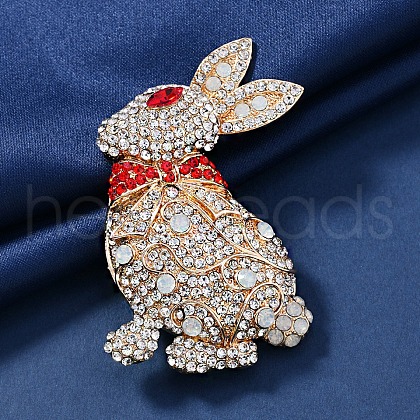 Rabbit Alloy Rhinestone Brooches for Backpack Clothes PW-WG45E9C-02-1