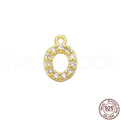 Real 18K Gold Plated 925 Sterling Silver Micro Pave Clear Cubic Zirconia Charms STER-P054-10G-O-1