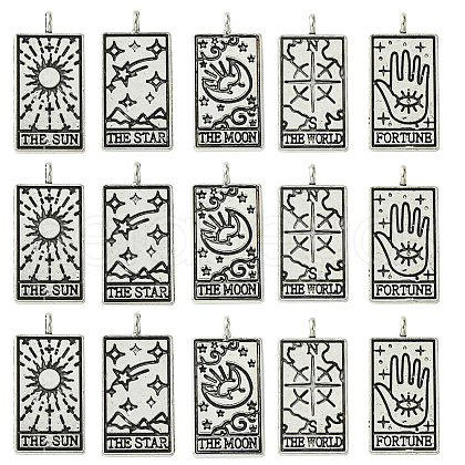 15Pcs 5 Styles Tibetan Style Alloy Pendants TIBEP-YW0001-76AS-1