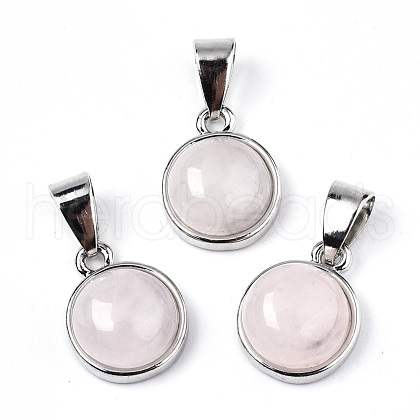 Natural Rose Quartz Pendants G-T131-19F-1