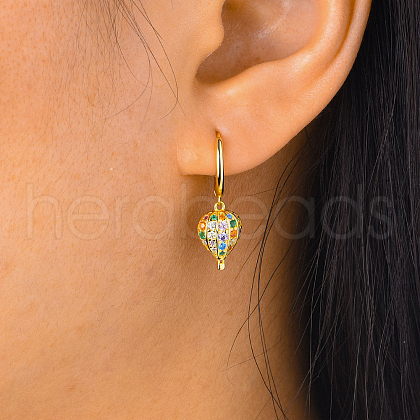 Fashionable S925 Sterling Silver Colorful Cubic Zirconia Hoop Earrings MK0035-1
