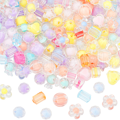 SOFPLATE 160Pcs 8 Styles Transparent Acrylic Beads TACR-SP0001-10-1