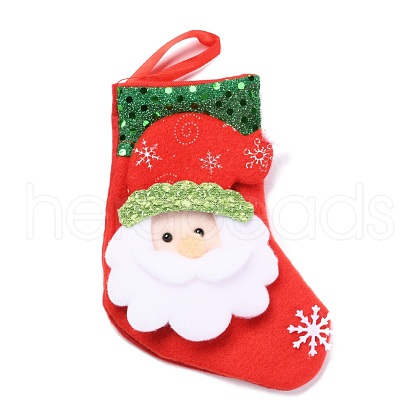 Cloth Hanging Christmas Stocking HJEW-B003-01-1