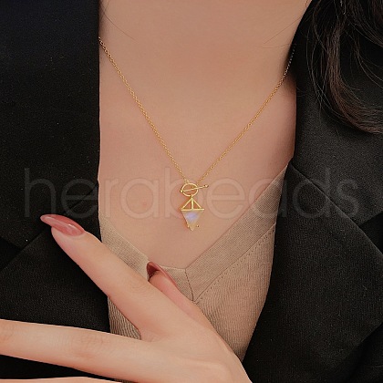 925 Sterling Silver Pave Natural Moonstone Rhombus Pendant Necklaces for Women FS-WGC4423-03-1