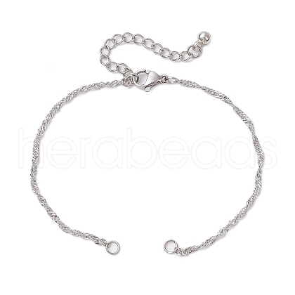 304 Stainless Steel Singapore Chain Bracelet Makings AJEW-JB01321-02-1