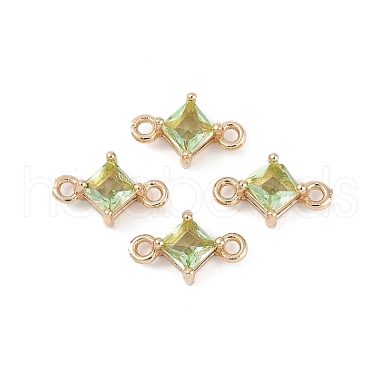 Brass Pave Glass Rhombus Links Connector Charms GLAA-Q088-001I-1