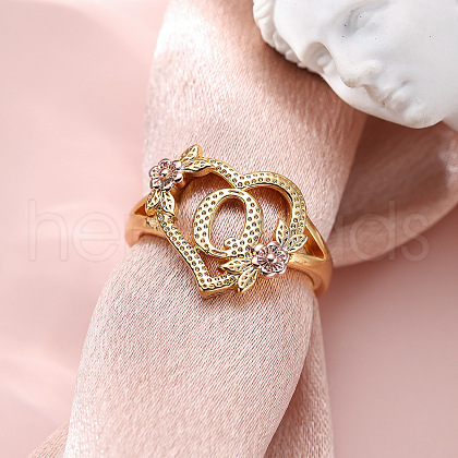 Heart with Flower Hollow Out Brass Finger Rings FS-WG99C3E-37-1