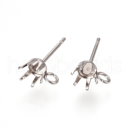 Non-Tarnish 304 Stainless Steel Post Stud Earring Settings STAS-L238-026E-P-1