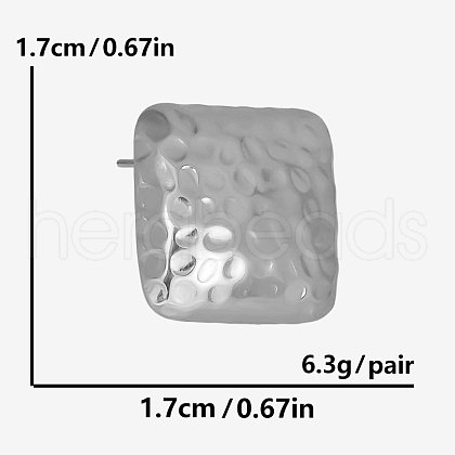 Elegant 304 Stainless Steel Textured Square Stud Earrings QF1514-1-1