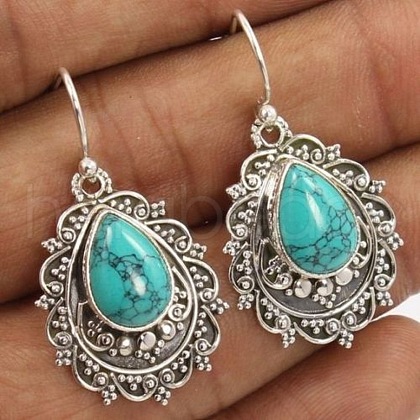 Alloy Synthetic Turquoise Dangle Earrings FS-WG1848D-01-1