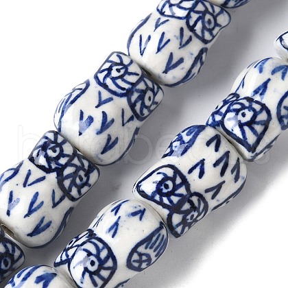 Handmade Blue and White Porcelain Ceramic Beads Strands PORC-L018-03A-1