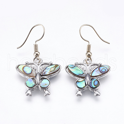 Abalone Shell/Paua Shell Dangle Earrings EJEW-F147-A04-1