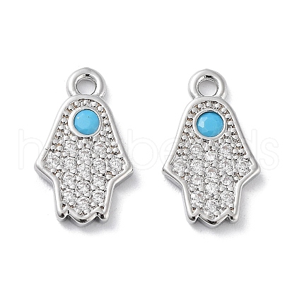 Brass Micro Pave Clear Cubic Zirconia Charms KK-F871-47P-1