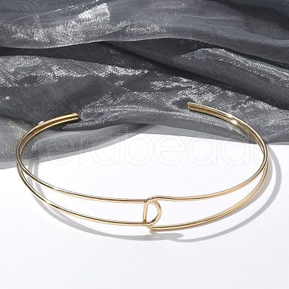 Iron Open Cuff Choker Necklaces for Women NJEW-M085-02G-1