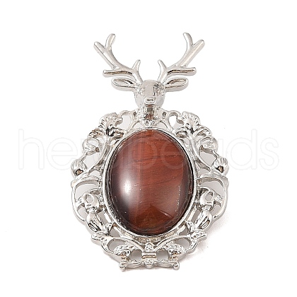 Dyed & Heated Natural Red Tiger Eye Pendants G-A226-02P-07-1
