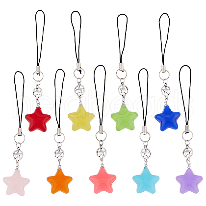 Acrylic Star Charms Mobile Strap HJEW-AB00073-1