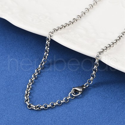 Tarnish Resistant 304 Stainless Steel Rolo Chain Necklaces NJEW-L136-07P-1