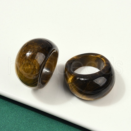 Natural Tiger Eye Finger Rings for Unisex RJEW-C128-01E-1
