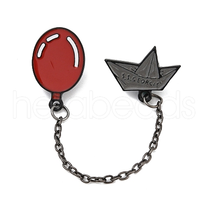 S S Georgie Paper Boat & Balloon Enamel Pins JEWB-E042-01EB-1