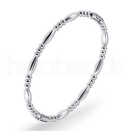 304 Stainless Steel Oval Beaded Hinged Bangle JB759A-1