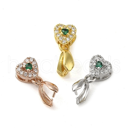Rack Plating Brass Micro Pave Clear Cubic Zirconia Ice Pick Pinch Bails KK-K340-26-1
