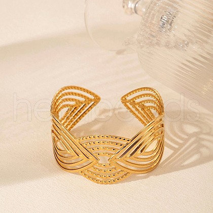 304 Stainless Steel Cuff Bangles for Women BJEW-U032-19G-1