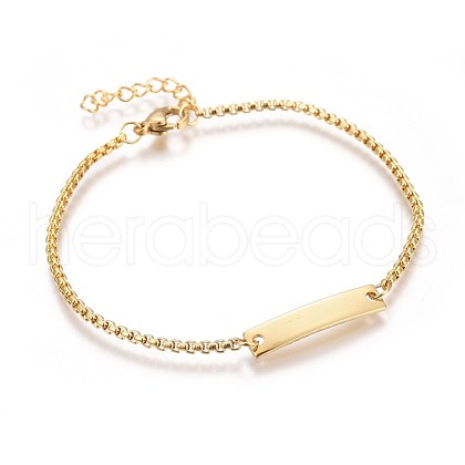 Ion Plating(IP) 304 Stainless Steel ID Bracelets BJEW-L637-10-G-1