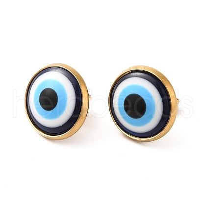 Resin Evil Eye Stud Earrings EJEW-E282-01G-1
