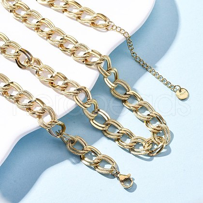304 Stainless Steel Twisted Chain Necklaces NJEW-R026-31G-1