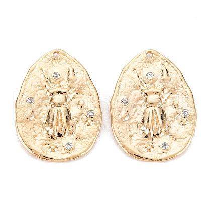 Brass Micro Pave Clear Cubic Zirconia Pendants KK-S356-538G-NF-1