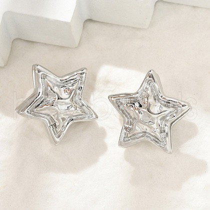 Brass Hoop Earrings for Women EJEW-U041-08P-1