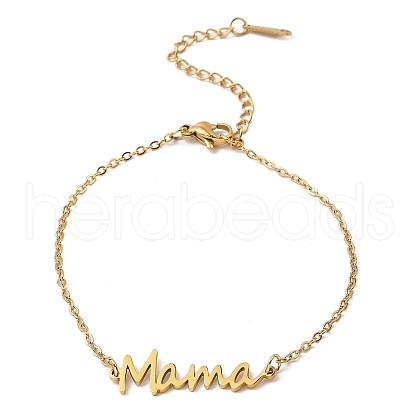 Mother's Day 304 Stainless Steel Ma Ma Link Chains Bracelets BJEW-Q335-01A-G-1