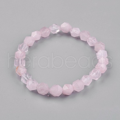 Natural Rose Quartz Stretch Bracelets BJEW-JB03950-03-1